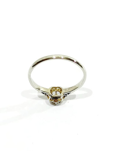 Bague 49.5 Bague solitaire en or blanc 18 carats et diamant taille ancienne 58 Facettes