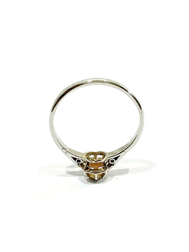 Bague 49.5 Bague solitaire en or blanc 18 carats et diamant taille ancienne 58 Facettes