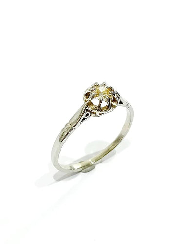 Bague 49.5 Bague solitaire en or blanc 18 carats et diamant taille ancienne 58 Facettes
