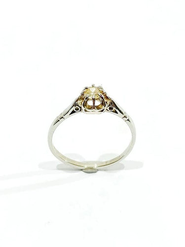 Bague 49.5 Bague solitaire en or blanc 18 carats et diamant taille ancienne 58 Facettes