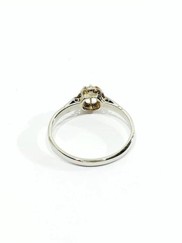 Bague 49.5 Bague solitaire en or blanc 18 carats et diamant taille ancienne 58 Facettes