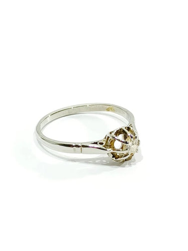 Bague 49.5 Bague solitaire en or blanc 18 carats et diamant taille ancienne 58 Facettes
