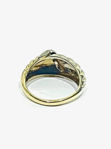 Bague 54 Bague en or jaune et blanc 18 carats à 7 diamants 58 Facettes