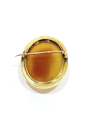 Broche Broche camée en cornaline en or jaune et diamants 58 Facettes