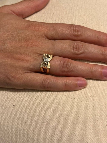 Bague 52.5 Bague nœud papillon en or rose 18 carats et diamant 58 Facettes