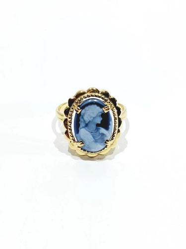Bague 59 Bague camée bleu en or jaune 18 carats 58 Facettes