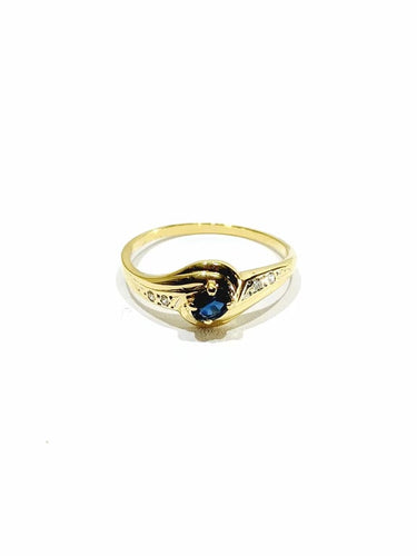 Bague 54 Bague en or jaune 18 carats avec saphir et diamants 58 Facettes