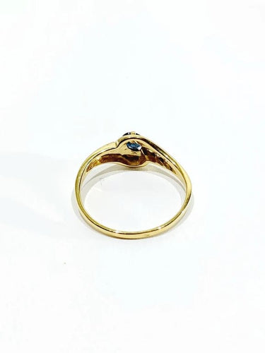 Bague 54 Bague en or jaune 18 carats avec saphir et diamants 58 Facettes