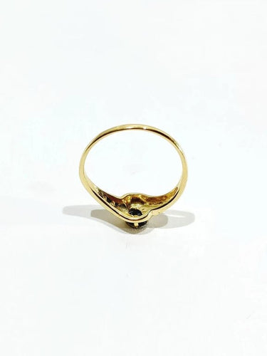 Bague 54 Bague en or jaune 18 carats avec saphir et diamants 58 Facettes