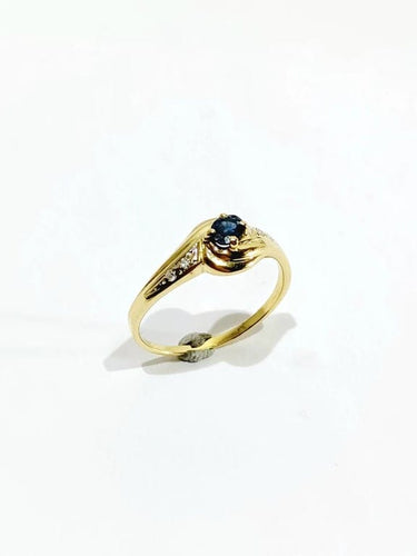 Bague 54 Bague en or jaune 18 carats avec saphir et diamants 58 Facettes