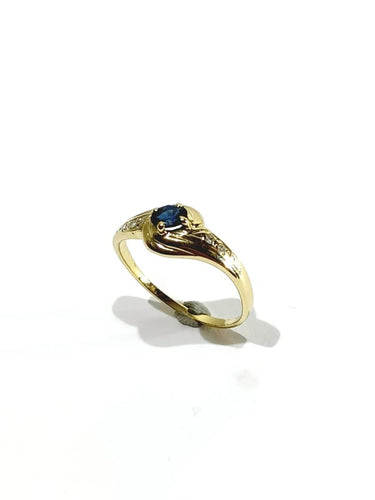 Bague 54 Bague en or jaune 18 carats avec saphir et diamants 58 Facettes
