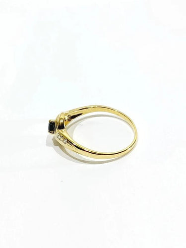 Bague 54 Bague en or jaune 18 carats avec saphir et diamants 58 Facettes