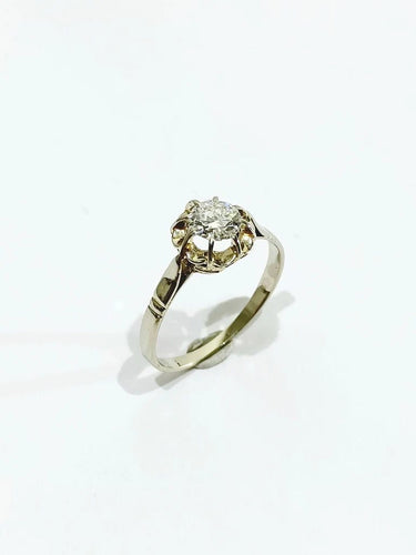 Bague 53 Bague solitaire en or blanc et diamant 0,45 ct 58 Facettes