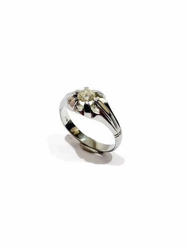 Bague 59.5 Bague en or blanc 18 carats et diamant taille brillant 58 Facettes