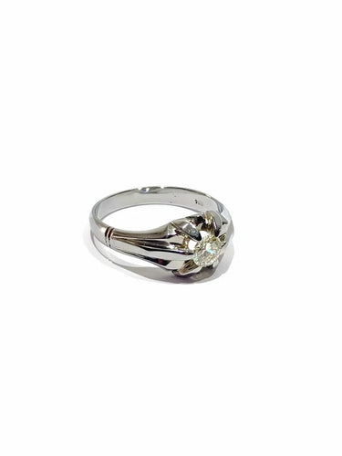 Bague 59.5 Bague en or blanc 18 carats et diamant taille brillant 58 Facettes