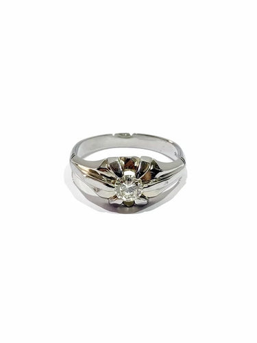 Bague 59.5 Bague en or blanc 18 carats et diamant taille brillant 58 Facettes