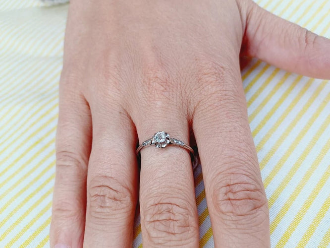Bague 62.5 Solitaire - Bague en platine et diamants taille ancienne 58 Facettes