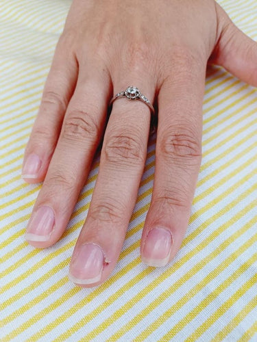 Bague 62.5 Solitaire - Bague en platine et diamants taille ancienne 58 Facettes
