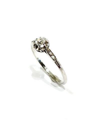Bague 62.5 Solitaire - Bague en platine et diamants taille ancienne 58 Facettes