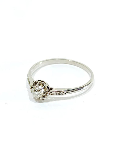 Bague 62.5 Solitaire - Bague en platine et diamants taille ancienne 58 Facettes