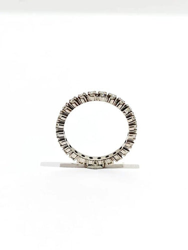 Bague 50.5 Alliance tour de diamants en or blanc 18 carats 58 Facettes