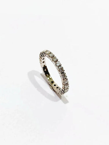Bague 50.5 Alliance tour de diamants en or blanc 18 carats 58 Facettes
