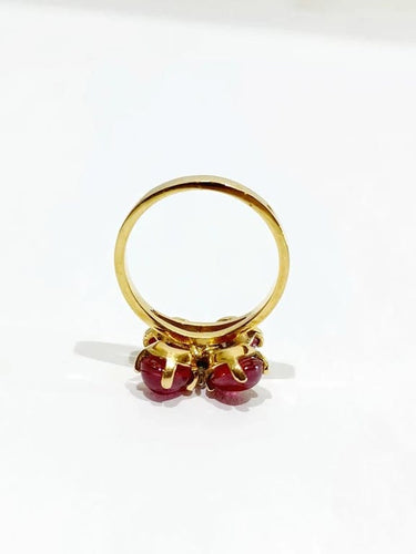 Bague 53 Bague fleur en or jaune 18 carats avec rubis et diamant 58 Facettes