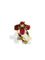 Bague 53 Bague fleur en or jaune 18 carats avec rubis et diamant 58 Facettes