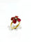 Bague 53 Bague fleur en or jaune 18 carats avec rubis et diamant 58 Facettes