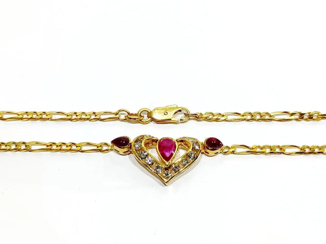Collier Collier cœur en or 18 carats avec rubis et diamants 58 Facettes