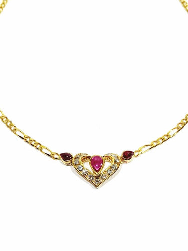 Collier Collier cœur en or 18 carats avec rubis et diamants 58 Facettes