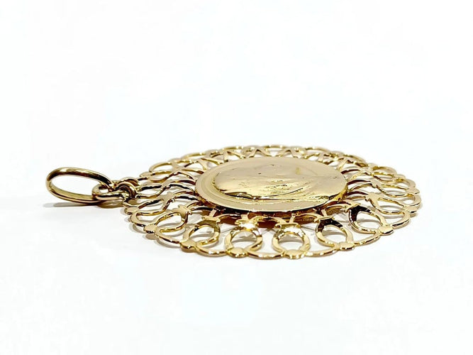 Pendentif Médaille Vierge - Pendentif en or jaune 18 carats 58 Facettes