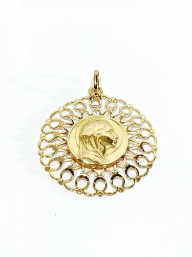 Pendentif Médaille Vierge - Pendentif en or jaune 18 carats 58 Facettes