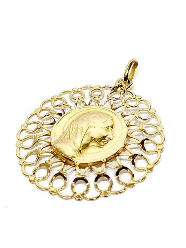 Pendentif Médaille Vierge - Pendentif en or jaune 18 carats 58 Facettes
