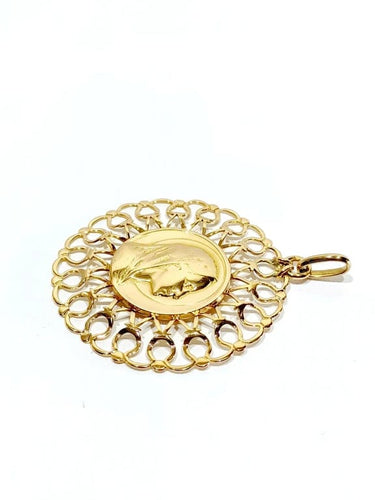 Pendentif Médaille Vierge - Pendentif en or jaune 18 carats 58 Facettes