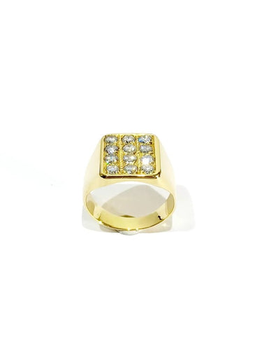 Bague 52.5 Bague chevalière en or jaune 18 carats et diamants 58 Facettes