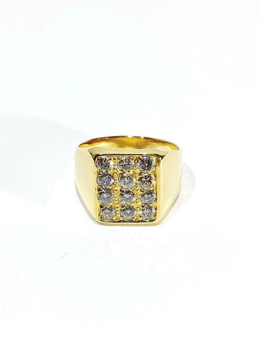 Bague 52.5 Bague chevalière en or jaune 18 carats et diamants 58 Facettes