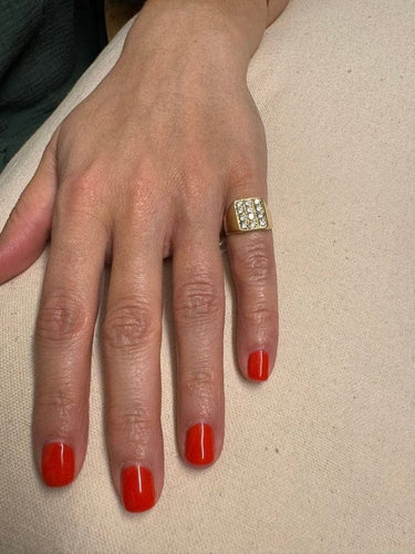 Bague 52.5 Bague chevalière en or jaune 18 carats et diamants 58 Facettes