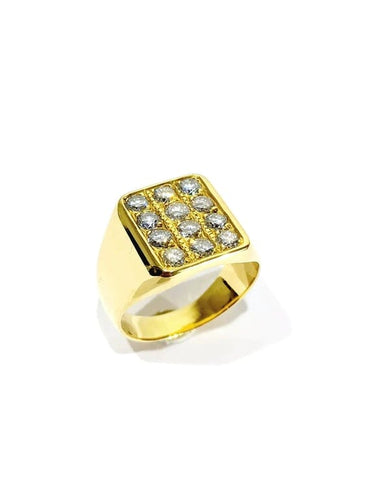 Bague 52.5 Bague chevalière en or jaune 18 carats et diamants 58 Facettes