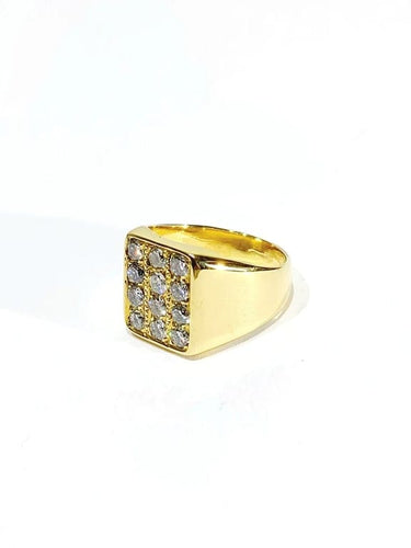 Bague 52.5 Bague chevalière en or jaune 18 carats et diamants 58 Facettes