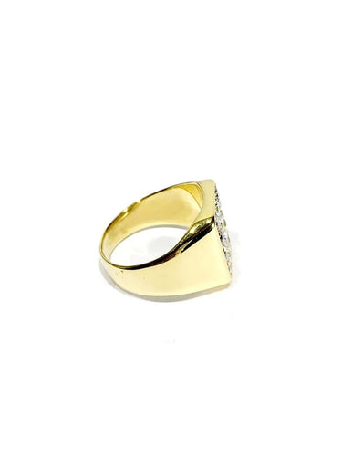 Bague 52.5 Bague chevalière en or jaune 18 carats et diamants 58 Facettes