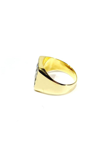Bague 52.5 Bague chevalière en or jaune 18 carats et diamants 58 Facettes