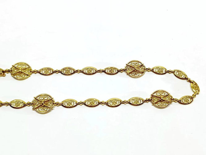 Collier Collier Art déco en or jaune 18 carats 58 Facettes