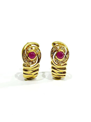 Boucles d'oreilles Boucles d’oreilles - Rubis et diamants en or jaune 18 carats 58 Facettes