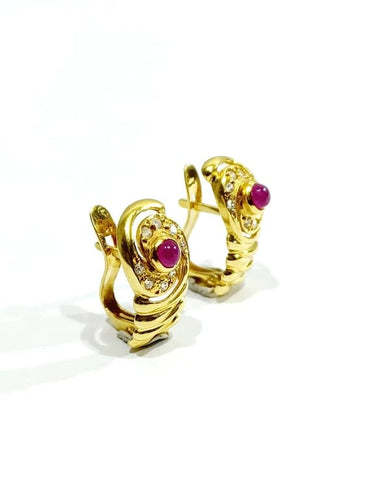 Boucles d'oreilles Boucles d’oreilles - Rubis et diamants en or jaune 18 carats 58 Facettes