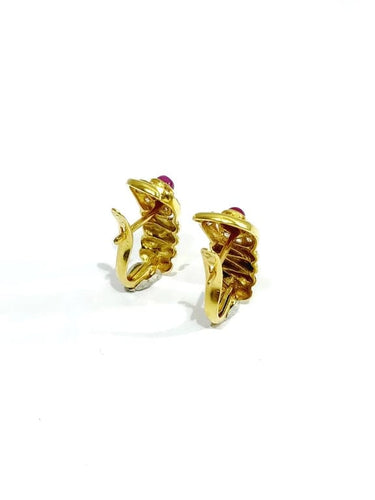 Boucles d'oreilles Boucles d’oreilles - Rubis et diamants en or jaune 18 carats 58 Facettes
