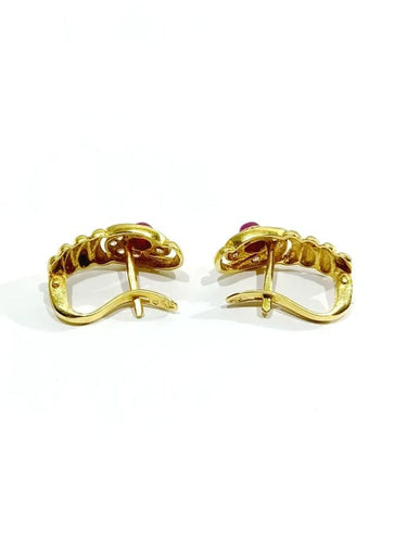Boucles d'oreilles Boucles d’oreilles - Rubis et diamants en or jaune 18 carats 58 Facettes