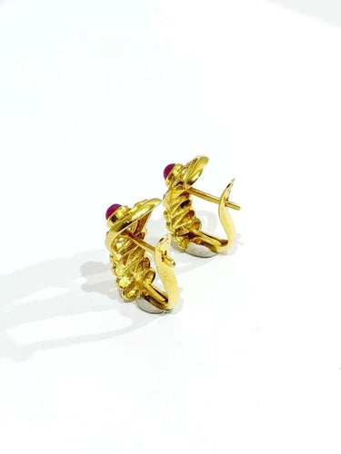 Boucles d'oreilles Boucles d’oreilles - Rubis et diamants en or jaune 18 carats 58 Facettes