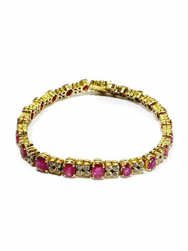 Bracelet Bracelet en or jaune 18 carats avec diamants et rubis 58 Facettes