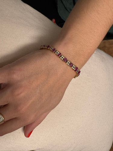 Bracelet Bracelet en or jaune 18 carats avec diamants et rubis 58 Facettes
